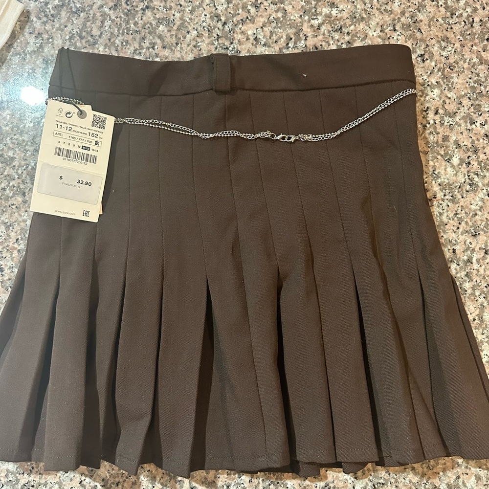 Elegant Brown Zara Pleated Skirt